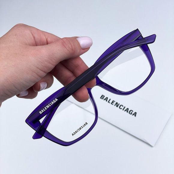 Balenciaga BB0062O 003 Eyeglasses Violet Logo Square Women - Picture 11 of 12
